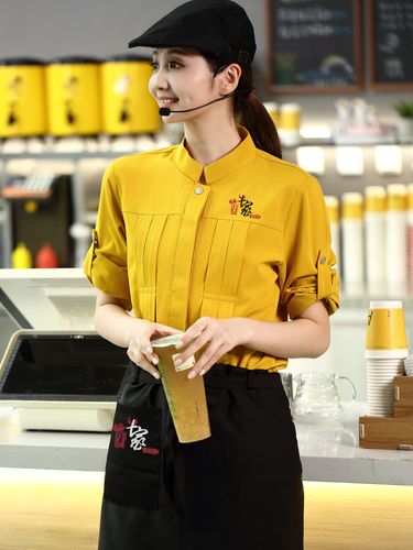 咖啡店工作服长袖男女蛋糕奶茶烘焙快餐店餐饮西餐厅服务员秋冬装